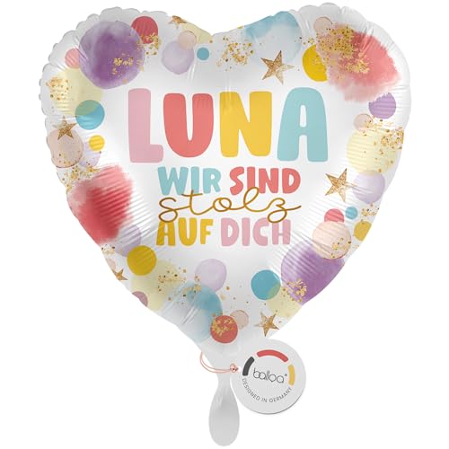 balloa Personalisierter Ballon XXL mit Namen, Geschenk zur Gratulation, Herzballon Bunt mit Wunschtext, Helium geeignet Luftballon, Folienballon für Mädchen oder Jungen, Dekoration Feier Anlass, 53cm balloa Personalisierter Ballon XXL mit Namen, Geschenk zur Gratulation, Herzballon Bunt mit Wunschtext, Helium geeignet Luftballon, Folienballon für Mädchen oder Jungen, Dekoration Feier Anlass, 53cm von balloa