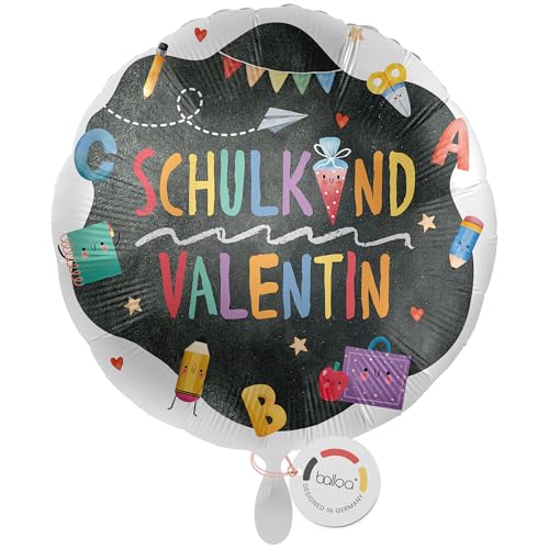 balloa Personalisierter Ballon XXL mit Namen, personalisiertes Geschenk zur Einschulung, Heliumballon Einschulungsfeier, Folienballon Schulkind ABC Tafel, Deko Mädchen Junge Schulstart Ballon, 53cm von balloa