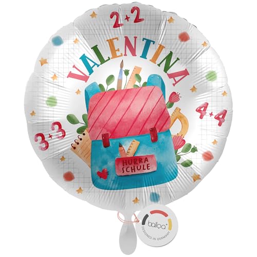 balloa Personalisierter Ballon XXL mit Namen, personalisiertes Geschenk zur Einschulung, Heliumballon Schulanfang, Folienballon Ranzen Schulkind, Einschulungsdeko Mädchen Junge Ballon Deko, 53cm balloa Personalisierter Ballon XXL mit Namen, personalisiertes Geschenk zur Einschulung, Heliumballon Schulanfang, Folienballon Ranzen Schulkind, Einschulungsdeko Mädchen Junge Ballon Deko, 53cm von balloa