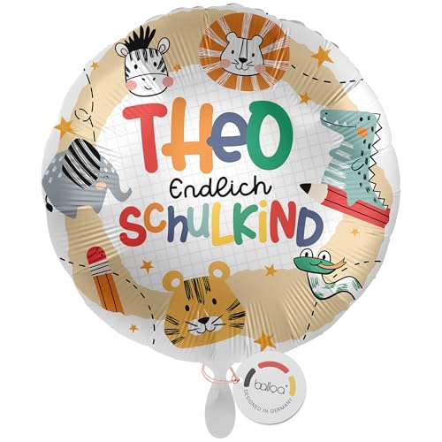 balloa Personalisierter Ballon XXL mit Namen, personalisiertes Geschenk zur Einschulung, Heliumballon Schulkind, Folienballon Safari Tiere Schulstart Deko, Einschulungsdeko Mädchen Junge, 53cm balloa Personalisierter Ballon XXL mit Namen, personalisiertes Geschenk zur Einschulung, Heliumballon Schulkind, Folienballon Safari Tiere Schulstart Deko, Einschulungsdeko Mädchen Junge, 53cm von balloa