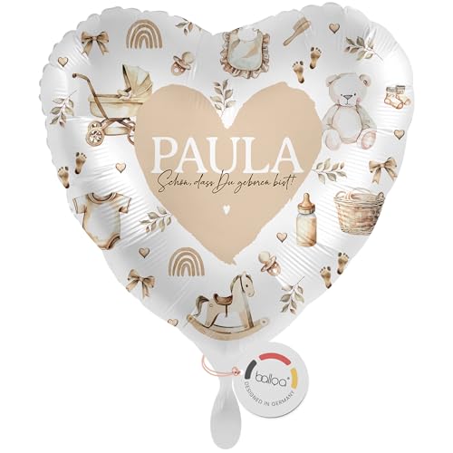 balloa Personalisierter Ballon XXL mit Namen, personalisiertes Geschenk zur Geburt, Helium Ballon Baby, Herzballon Unisex für Babyparty, Begrüßung Neugeborenes Junge Mädchen Geschenkidee, 53cm balloa Personalisierter Ballon XXL mit Namen, personalisiertes Geschenk zur Geburt, Helium Ballon Baby, Herzballon Unisex für Babyparty, Begrüßung Neugeborenes Junge Mädchen Geschenkidee, 53cm von balloa