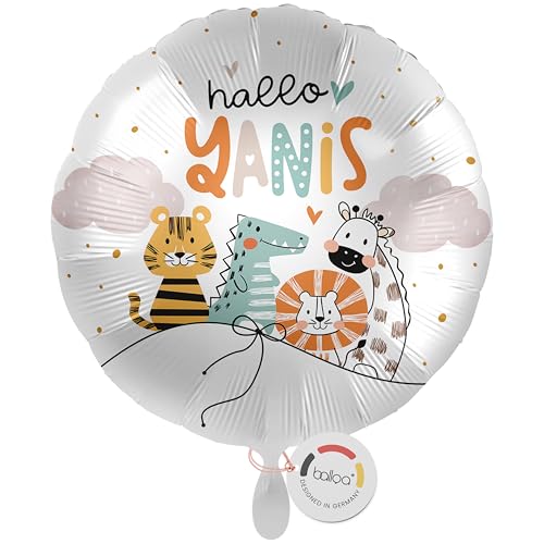 balloa Personalisierter Ballon XXL mit Namen, personalisiertes Geschenk zur Geburt, Helium Ballon Baby, Safari Dschungel Folienballon Tiere Unisex, Deko Babyparty Junge Mädchen neutral, 53cm balloa Personalisierter Ballon XXL mit Namen, personalisiertes Geschenk zur Geburt, Helium Ballon Baby, Safari Dschungel Folienballon Tiere Unisex, Deko Babyparty Junge Mädchen neutral, 53cm von balloa