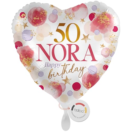 balloa Personalisierter Ballon mit Namen, Folienballon Herzform zum Geburtstag, Wunschtext Heliumballon, Luftballon Deko für Frauen Mädchen Party Feier Anlass Geburtstag 50 Jahre, 33cm balloa Personalisierter Ballon mit Namen, Folienballon Herzform zum Geburtstag, Wunschtext Heliumballon, Luftballon Deko für Frauen Mädchen Party Feier Anlass Geburtstag 50 Jahre, 33cm von balloa