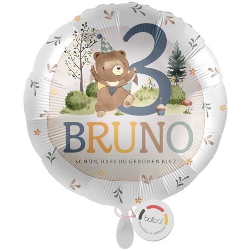balloa Personalisierter Ballon mit Namen, Geschenk zum 3. Geburtstag, Teddybär Namensballon für Kindergeburtstag, Helium geeignet Luftballon, Partydeko Junge Mädchen, Geburtstagsdekoration, 33cm balloa Personalisierter Ballon mit Namen, Geschenk zum 3. Geburtstag, Teddybär Namensballon für Kindergeburtstag, Helium geeignet Luftballon, Partydeko Junge Mädchen, Geburtstagsdekoration, 33cm von balloa