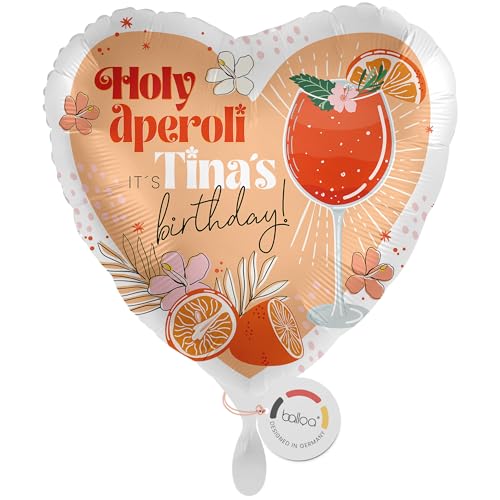 balloa Personalisierter Ballon mit Namen, Geschenk zum Geburtstag, Herz Folieballon Holy Aperoli mit Wunschtext It’s Your Birthday, Helium geeignet, Luftballon Deko für Frauen, 33cm balloa Personalisierter Ballon mit Namen, Geschenk zum Geburtstag, Herz Folieballon Holy Aperoli mit Wunschtext It’s Your Birthday, Helium geeignet, Luftballon Deko für Frauen, 33cm von balloa