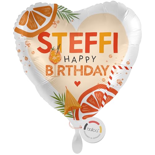 balloa Personalisierter Ballon mit Namen, Geschenk zum Geburtstag, Herz Folieballon Sommer Cocktail Motiv mit Wunschtext Happy Birthday, Helium geeignet, Luftballon Deko für Frauen, 33cm balloa Personalisierter Ballon mit Namen, Geschenk zum Geburtstag, Herz Folieballon Sommer Cocktail Motiv mit Wunschtext Happy Birthday, Helium geeignet, Luftballon Deko für Frauen, 33cm von balloa