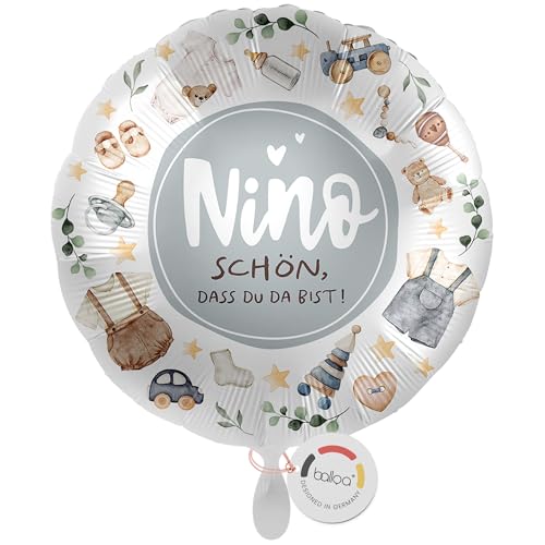 balloa Personalisierter Ballon mit Namen, Geschenk zur Geburt, runder Folienballon Blau mit Wunschtext, Helium Ballon für Baby Junge, Deko für Willkommenspaket, Namensgeschenk zur Begrüßung, 33cm balloa Personalisierter Ballon mit Namen, Geschenk zur Geburt, runder Folienballon Blau mit Wunschtext, Helium Ballon für Baby Junge, Deko für Willkommenspaket, Namensgeschenk zur Begrüßung, 33cm von balloa