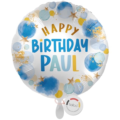 balloa Personalisierter Ballon mit Namen, Happy Birthday Luftballon für Jungen, Folienballon mit Wunschtext, Heliumballon Kindergeburtstag Deko Jungenparty Geschenk Dekoration, 33cm von balloa