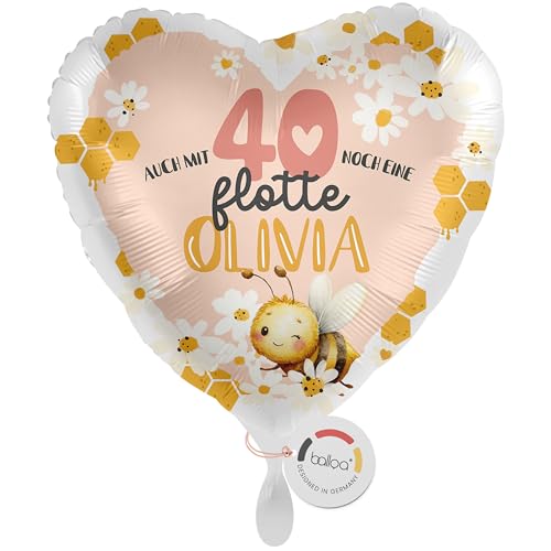 balloa Personalisierter Ballon mit Namen, personalisiertes Geschenk zum 40. Geburtstag, Herzballon mit Wunschtext, Helium Luftballon Folienballon, Deko Zahl 40, Geschenkidee für Frauen, 33cm balloa Personalisierter Ballon mit Namen, personalisiertes Geschenk zum 40. Geburtstag, Herzballon mit Wunschtext, Helium Luftballon Folienballon, Deko Zahl 40, Geschenkidee für Frauen, 33cm von balloa