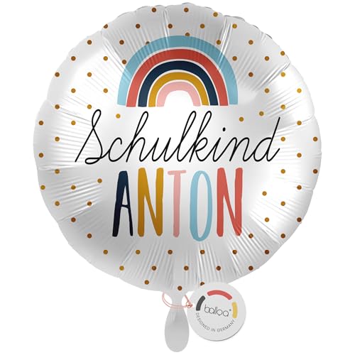 balloa Personalisierter Ballon mit Namen, personalisiertes Geschenk zur Einschulung, Heliumballon Schulkind, Folienballon Regenbogen Boho Punkte, Einschulungsdeko Mädchen Junge Schule, 33cm balloa Personalisierter Ballon mit Namen, personalisiertes Geschenk zur Einschulung, Heliumballon Schulkind, Folienballon Regenbogen Boho Punkte, Einschulungsdeko Mädchen Junge Schule, 33cm von balloa