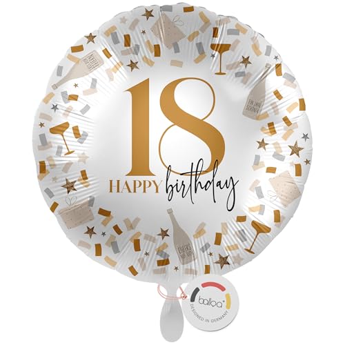 balloa XXL Folienballon 18, großer Helium Ballon zum 18.Geburtstag, Geschenk für junge Erwachsene, Partydeko für Mädchen oder Jungen, befüllbar mit Helium oder Luft, Folienballon Feier, 53cm balloa XXL Folienballon 18, großer Helium Ballon zum 18.Geburtstag, Geschenk für junge Erwachsene, Partydeko für Mädchen oder Jungen, befüllbar mit Helium oder Luft, Folienballon Feier, 53cm von balloa