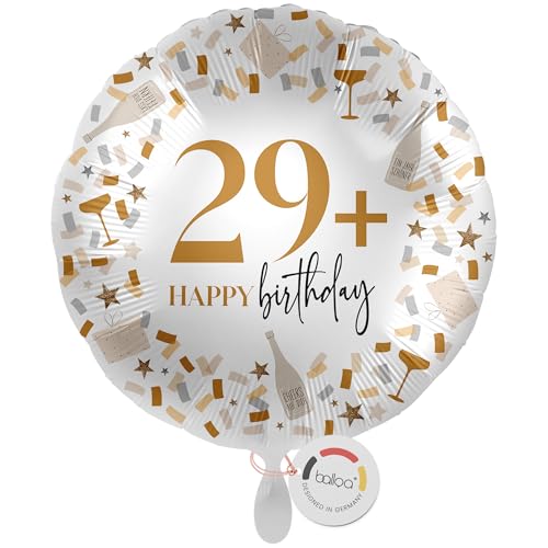 balloa XXL Folienballon 29+, großer Helium Ballon mit Zahl und Humor, Geschenk für Erwachsene, Deko für lustige Geburtstagsfeier, Folienballon befüllbar mit Luft oder Helium, Partydeko, 53cm balloa XXL Folienballon 29+, großer Helium Ballon mit Zahl und Humor, Geschenk für Erwachsene, Deko für lustige Geburtstagsfeier, Folienballon befüllbar mit Luft oder Helium, Partydeko, 53cm von balloa