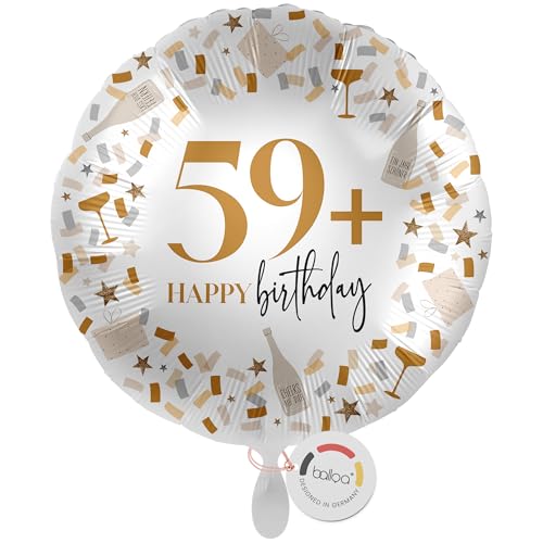 balloa XXL Folienballon 59+, großer Helium Ballon mit Zahl und Humor, Geschenk für Erwachsene, Deko für lustige Geburtstagsfeier, Folienballon befüllbar mit Luft oder Helium, Partydeko, 53cm balloa XXL Folienballon 59+, großer Helium Ballon mit Zahl und Humor, Geschenk für Erwachsene, Deko für lustige Geburtstagsfeier, Folienballon befüllbar mit Luft oder Helium, Partydeko, 53cm von balloa