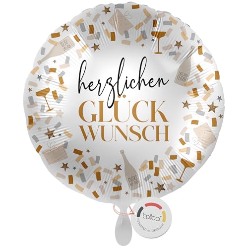 balloa XXL Folienballon Herzlichen Glückwunsch, großer runder Helium Ballon als neutrale Geschenkidee für Erwachsene, dekorative Deko für Geburtstag Jubiläum Glückwünsche oder Anlass, 53cm balloa XXL Folienballon Herzlichen Glückwunsch, großer runder Helium Ballon als neutrale Geschenkidee für Erwachsene, dekorative Deko für Geburtstag Jubiläum Glückwünsche oder Anlass, 53cm von balloa