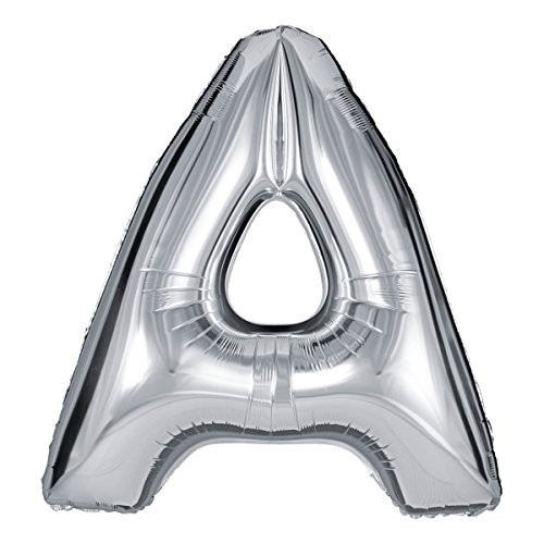 ballonfritz® Ballon Buchstabe A in SILBER - XXL 40"/102cm - Folienballons für Luft oder Helium als Geburtstag, Jubiläum, Hochzeit oder Abschluss Geschenk, Party Dekoration oder Überraschung von ballonfritz