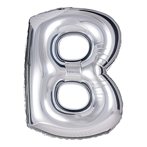 ballonfritz® Ballon Buchstabe B in SILBER - XXL 40"/102cm - Folienballons für Luft oder Helium als Geburtstag, Jubiläum, Hochzeit oder Abschluss Geschenk, Party Dekoration oder Überraschung von ballonfritz