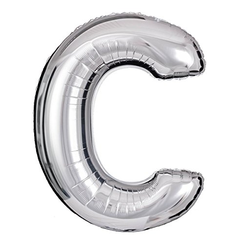 ballonfritz® Ballon Buchstabe C in SILBER - XXL 40"/102cm - Folienballons für Luft oder Helium als Geburtstag, Jubiläum, Hochzeit oder Abschluss Geschenk, Party Dekoration oder Überraschung von ballonfritz