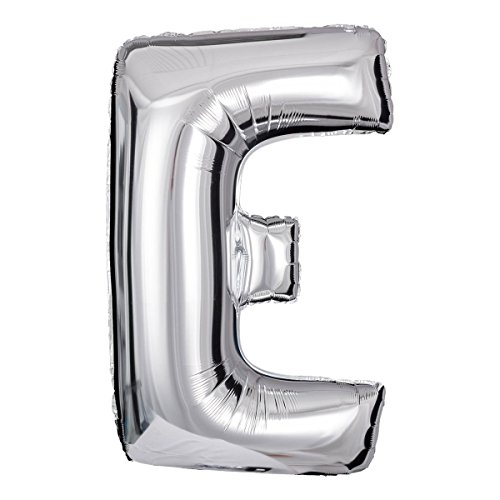 ballonfritz® Ballon Buchstabe E in SILBER - XXL 40"/102cm - Folienballons für Luft oder Helium als Geburtstag, Jubiläum, Hochzeit oder Abschluss Geschenk, Party Dekoration oder Überraschung von ballonfritz