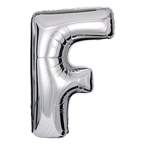 ballonfritz® Ballon Buchstabe F in SILBER - XXL 40"/102cm - Folienballons für Luft oder Helium als Geburtstag, Jubiläum, Hochzeit oder Abschluss Geschenk, Party Dekoration oder Überraschung von ballonfritz