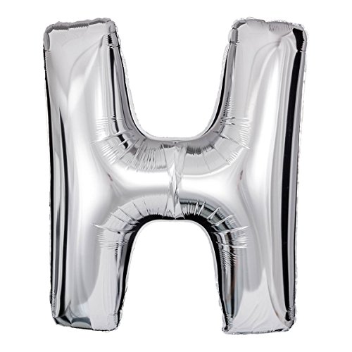 ballonfritz® Ballon Buchstabe H in SILBER - XXL 40"/102cm - Folienballons für Luft oder Helium als Geburtstag, Jubiläum, Hochzeit oder Abschluss Geschenk, Party Dekoration oder Überraschung von ballonfritz