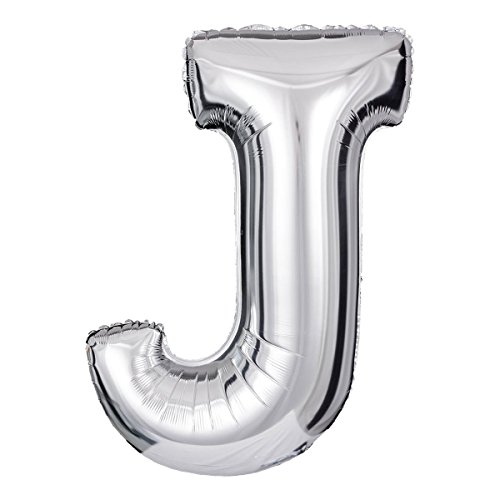 ballonfritz® Ballon Buchstabe J in SILBER - XXL 40"/102cm - Folienballons für Luft oder Helium als Geburtstag, Jubiläum, Hochzeit oder Abschluss Geschenk, Party Dekoration oder Überraschung von ballonfritz