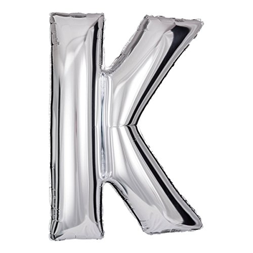 ballonfritz® Ballon Buchstabe K in SILBER - XXL 40"/102cm - Folienballons für Luft oder Helium als Geburtstag, Jubiläum, Hochzeit oder Abschluss Geschenk, Party Dekoration oder Überraschung von ballonfritz