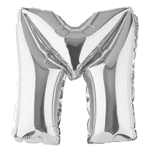 ballonfritz® Ballon Buchstabe M in SILBER - XXL 40"/102cm - Folienballons für Luft oder Helium als Geburtstag, Jubiläum, Hochzeit oder Abschluss Geschenk, Party Dekoration oder Überraschung von ballonfritz