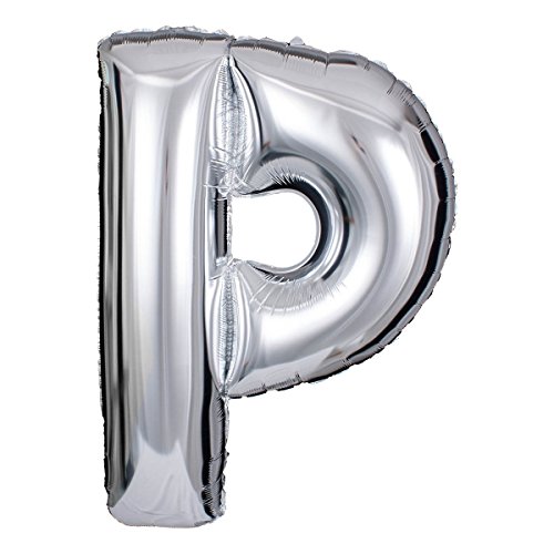 ballonfritz® Ballon Buchstabe P in SILBER - XXL 40"/102cm - Folienballons für Luft oder Helium als Geburtstag, Jubiläum, Hochzeit oder Abschluss Geschenk, Party Dekoration oder Überraschung von ballonfritz