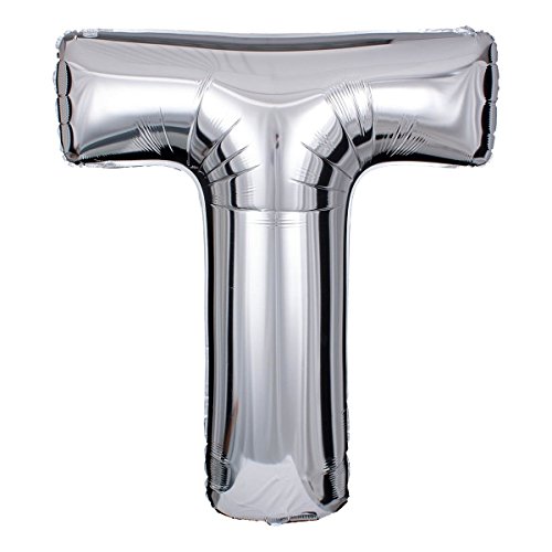 ballonfritz® Ballon Buchstabe T in SILBER - XXL 40"/102cm - Folienballons für Luft oder Helium als Geburtstag, Jubiläum, Hochzeit oder Abschluss Geschenk, Party Dekoration oder Überraschung von ballonfritz