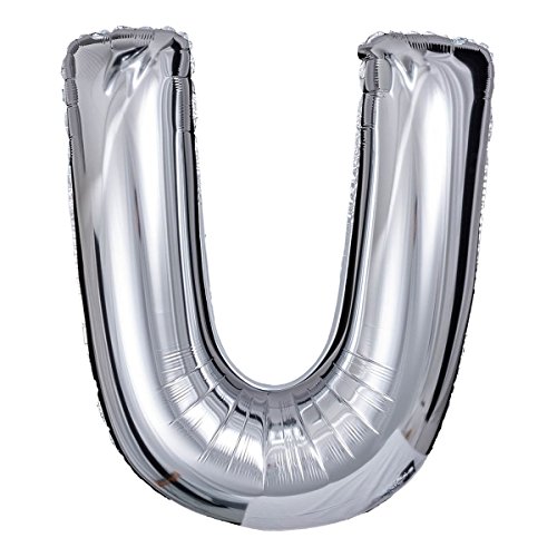 ballonfritz® Ballon Buchstabe U in SILBER - XXL 40"/102cm - Folienballons für Luft oder Helium als Geburtstag, Jubiläum, Hochzeit oder Abschluss Geschenk, Party Dekoration oder Überraschung von ballonfritz