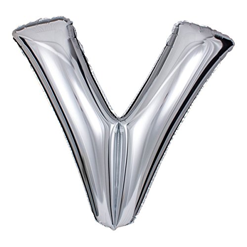 ballonfritz® Ballon Buchstabe V in SILBER - XXL 40"/102cm - Folienballons für Luft oder Helium als Geburtstag, Jubiläum, Hochzeit oder Abschluss Geschenk, Party Dekoration oder Überraschung von ballonfritz