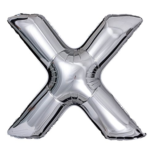 ballonfritz® Ballon Buchstabe X in SILBER - XXL 40"/102cm - Folienballons für Luft oder Helium als Geburtstag, Jubiläum, Hochzeit oder Abschluss Geschenk, Party Dekoration oder Überraschung von ballonfritz