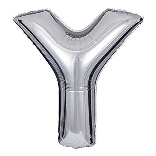 ballonfritz® Ballon Buchstabe Y in SILBER - XXL 40"/102cm - Folienballons für Luft oder Helium als Geburtstag, Jubiläum, Hochzeit oder Abschluss Geschenk, Party Dekoration oder Überraschung von ballonfritz