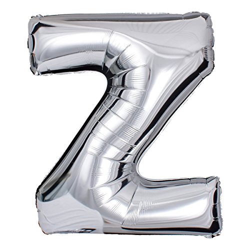 ballonfritz® Ballon Buchstabe Z in SILBER - XXL 40"/102cm - Folienballons für Luft oder Helium als Geburtstag, Jubiläum, Hochzeit oder Abschluss Geschenk, Party Dekoration oder Überraschung von ballonfritz