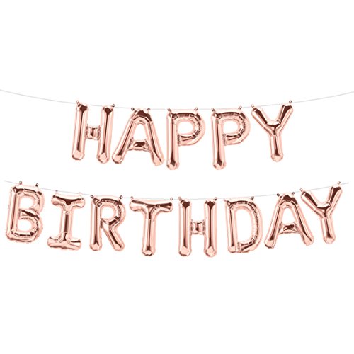 ballonfritz® Luftballon HAPPY BIRTHDAY -Schriftzug in ROSEGOLD - XXL Folienballon als Geburtstags Deko, Begrüßung, Party Geschenk oder Fotorequisite von ballonfritz