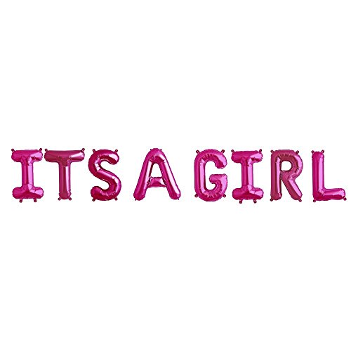 ballonfritz® Luftballon ITS A Girl Schriftzug in Pink/Rosa - XXL Folienballons für Luft als Geschenk zur Geburt eines Mädchen, Baby-Shower-Party Deko oder Überraschung von ballonfritz