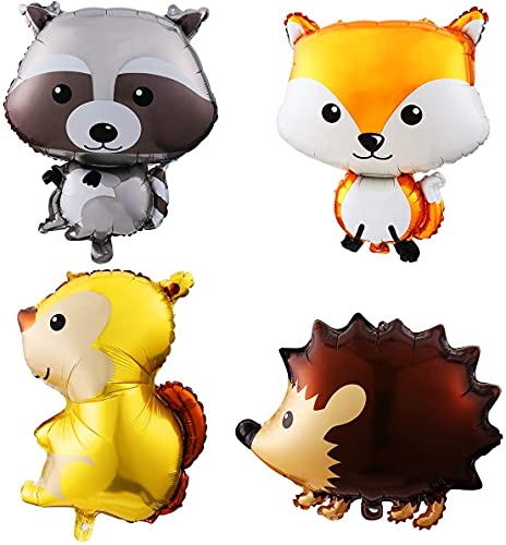 ballonfritz® Wald Tiere 4 tlg. Set - XXL Igel, Fuchs, Waschbär und Eichhörnchen Luftballon 55x30x20cm als Geburtstagsgeschenk, Party-Deko oder Überraschung den Kindergeburtstag von ballonfritz