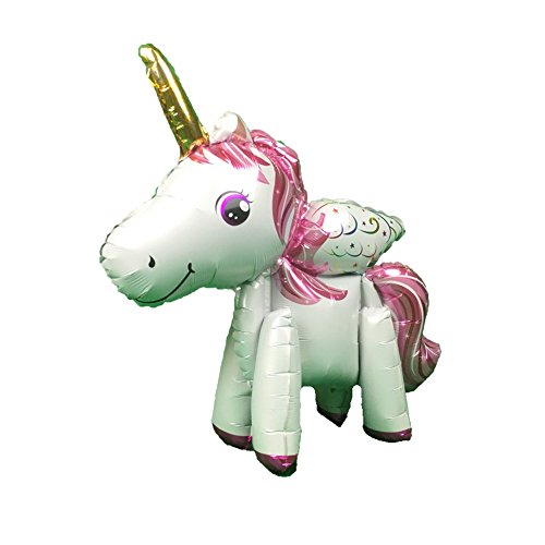 ballonfritz® Walking Einhorn Unicorn Ballon - Regenbogenflügel Folienballon 60x60x20cm als Geburtstagsgeschenk, Party-Deko oder Überraschung für die Freundin von ballonfritz