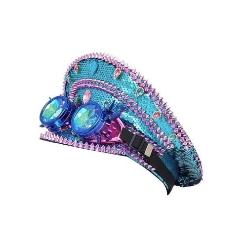 baojielai Blingbling Pailletten-Nietenhut für Damen, mit Brille, Geburtstagsparty, Marine-Hut für Bühnenshows, Fotografie, Wie die Bildshow, 7 1/8-7 3/8 baojielai Blingbling Pailletten-Nietenhut für Damen, mit Brille, Geburtstagsparty, Marine-Hut für Bühnenshows, Fotografie, Wie die Bildshow, 7 1/8-7 3/8 von baojielai