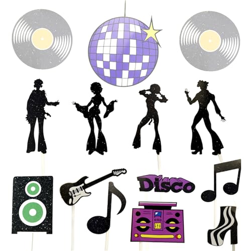 42 Stück Discokugel Kuchen Toppers, Disco Tortendeko Cupcake Dekorationen Disco Dancing People Cupcake für 70er Party Geburtstags Disco Thema Deko von baotongle