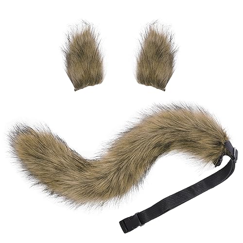 Fox Wolf Cosplay Tierohren Schwanz Set Wolf Ohren Schwanz Kostüm Handgefertigtes Fuchs Wolf Ohren Halloween Kostüm Cosplay Kopf Zubehör Fuchsohren (Fuch) von baotongle