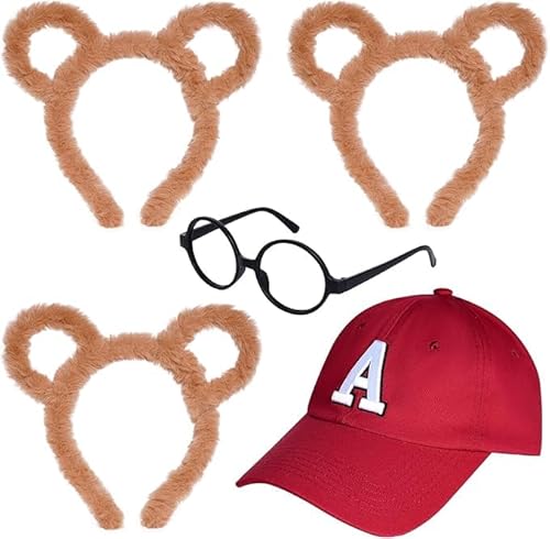 baotongle 5 Stück Chipmunks Kostüme Set 3 Chipmunk Ohren Stirnband 1 Rahmen Gläser 1-roter Hut für Karnaval Halloween Party Tier Kostüm Zubehör baotongle 5 Stück Chipmunks Kostüme Set 3 Chipmunk Ohren Stirnband 1 Rahmen Gläser 1-roter Hut für Karnaval Halloween Party Tier Kostüm Zubehör von baotongle