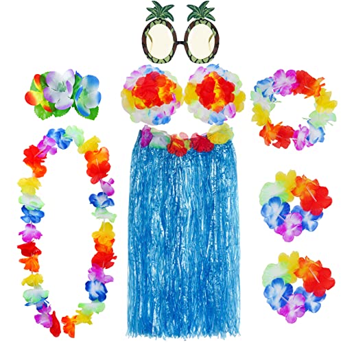 baotongle 8 Stück Hawaii Party Kostüm Set mit Halskette Armbänder Stirnband Blume BH Haarblume und Ananas Sonnenbrille für Beachparty Deko Blau 60cm baotongle 8 Stück Hawaii Party Kostüm Set mit Halskette Armbänder Stirnband Blume BH Haarblume und Ananas Sonnenbrille für Beachparty Deko Blau 60cm von baotongle