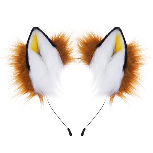 baotongle Handgemachte Wolf Fuchs Ohren katzenohren Halloween Cosplay Kostüm Zubehör Haarband (Brown) von baotongle
