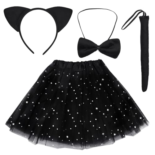 baotongle Katzen Tutu Set Kinder Damen Katze Ohren Schwanz Fliege Tutu Tier Kleid Set von baotongle