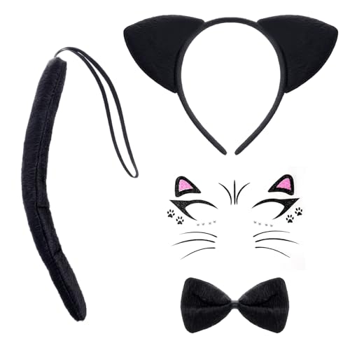 baotongle Katzen Kostüm Set, Katzenohre Katzenschwanz, Katzen Ohren Haarreif Stirnband für Karneval Kostüm Party Dekoration Zubehör (Kätzchen Kostüm) von baotongle