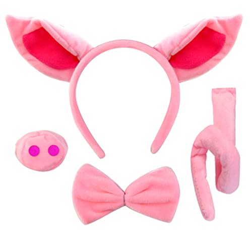 baotongle Schwein Kostüm Set Ohren Schwanz und Fliege Set, Rosa Tier Schwein Schweineohr Stirnband, Faux Schweineschnauze, Schwein zusammengerollter Schwanz, Fliege Halloween Cosplay Party Dekoration baotongle Schwein Kostüm Set Ohren Schwanz und Fliege Set, Rosa Tier Schwein Schweineohr Stirnband, Faux Schweineschnauze, Schwein zusammengerollter Schwanz, Fliege Halloween Cosplay Party Dekoration von baotongle