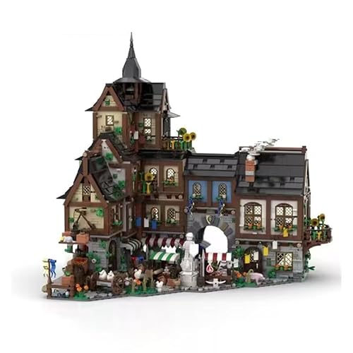 barweer Mittelalterliche Stadtzentren Klemmbausteine Haus Architecture Modell Häuser Bausteine, Stadthaus Architektur Gebäude House Modular Building Set für Erwachsene und Kinder (4800 Teile) von barweer