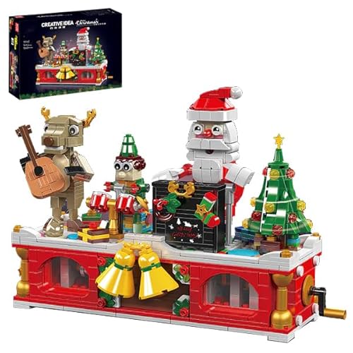 Weihnachtsfest Karnevalsband Bausatz - 1045 Teile Musikgruppe mit beweglichen Figuren | Winterdorf Spielzeug für Erwachsene & Kinder ab 14 Jahren | Inkl. Weihnachtsmann & Rentier (29 cm Größe) von barweer