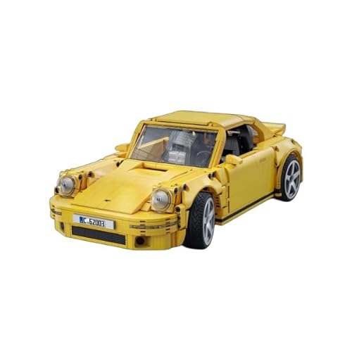 barweer 1:12 Gelber Sportwagen Bausatz - 1515 Teile Premium-Klemmbausteine für Erwachsene | Detailliertes Rennwagen Modell mit Technik-Funktionen | Sammlerset für Auto-Enthusiasten von barweer